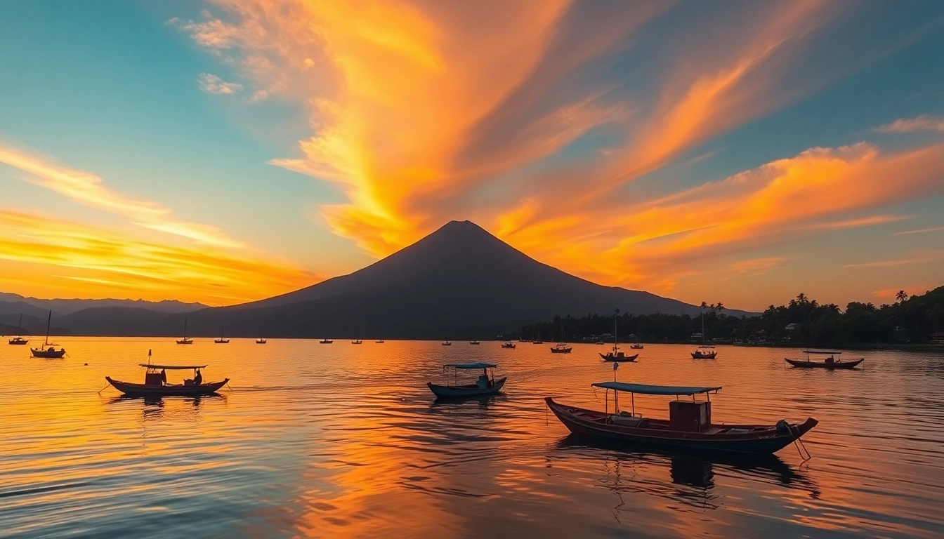 Lombok's picturesque Mount Rinjani at sunset enhances the island's natural beauty and vibrant culture.