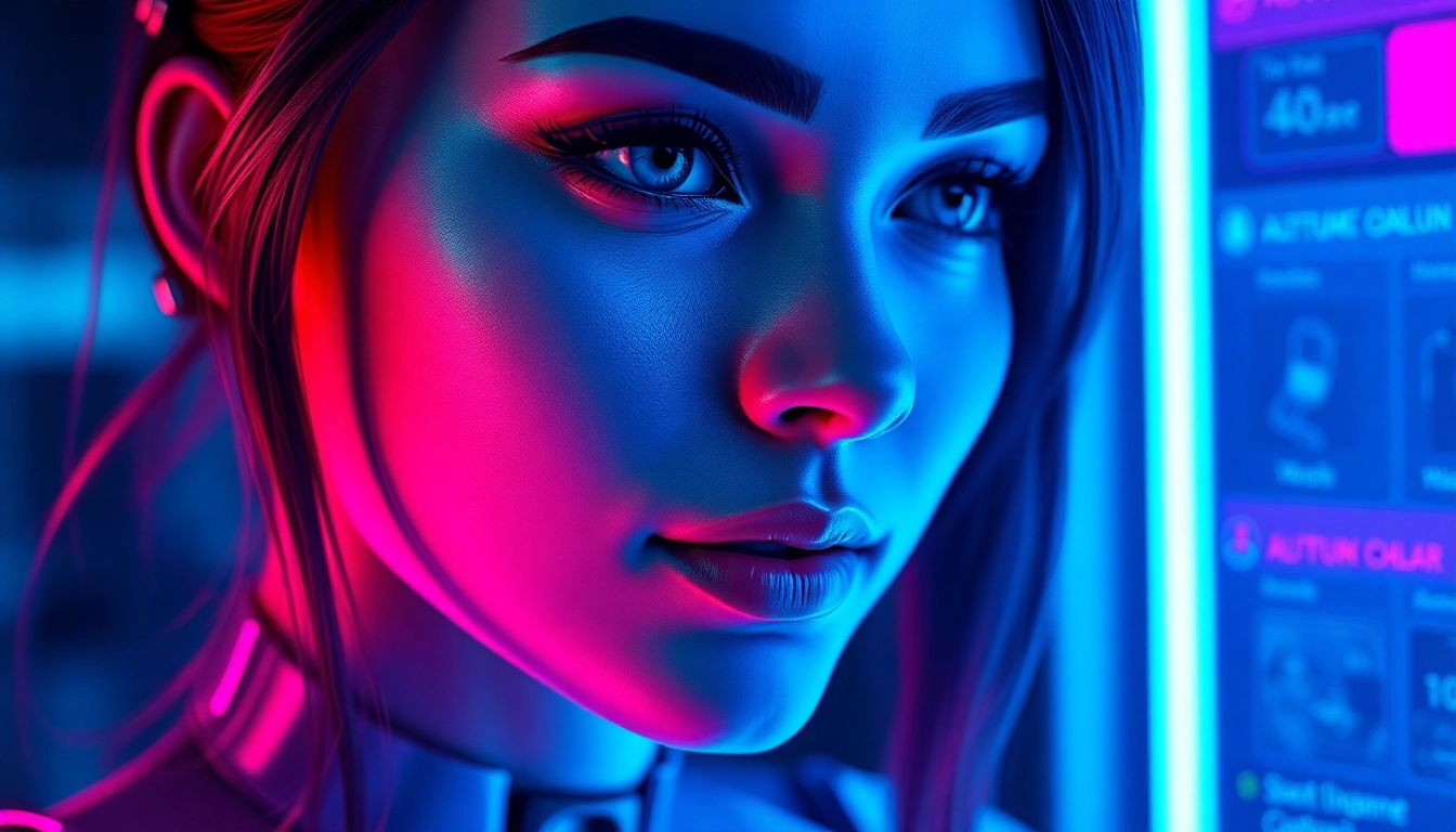 Engaging NSFW AI chat interface showcasing a realistic female avatar for unfiltered conversations with vivid colors and suggestive mood.
